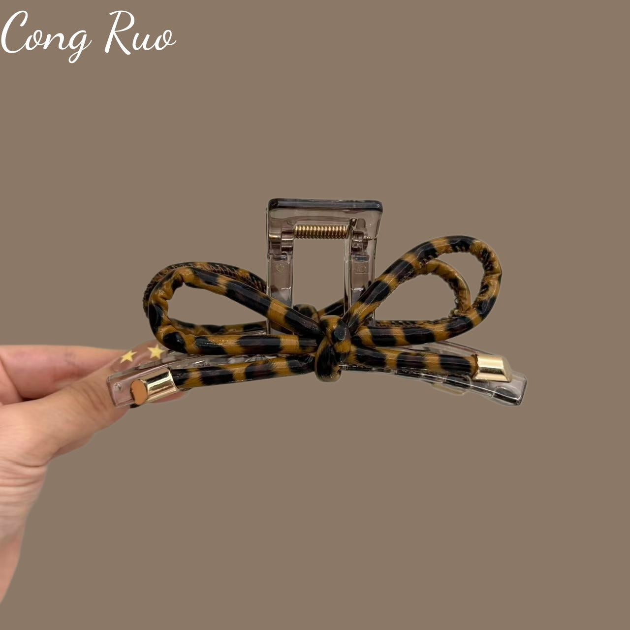 Leopard Print Hair Claws For Women In PU Leather, Stylish Hairpin Accessory For  Spring And Summer