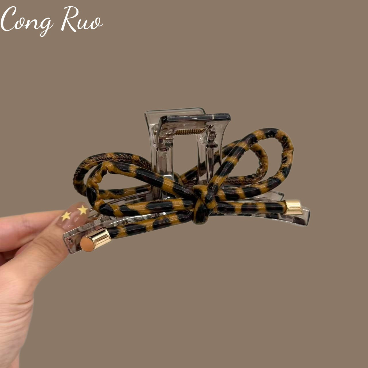 Leopard Print Hair Claws For Women In PU Leather, Stylish Hairpin Accessory For  Spring And Summer