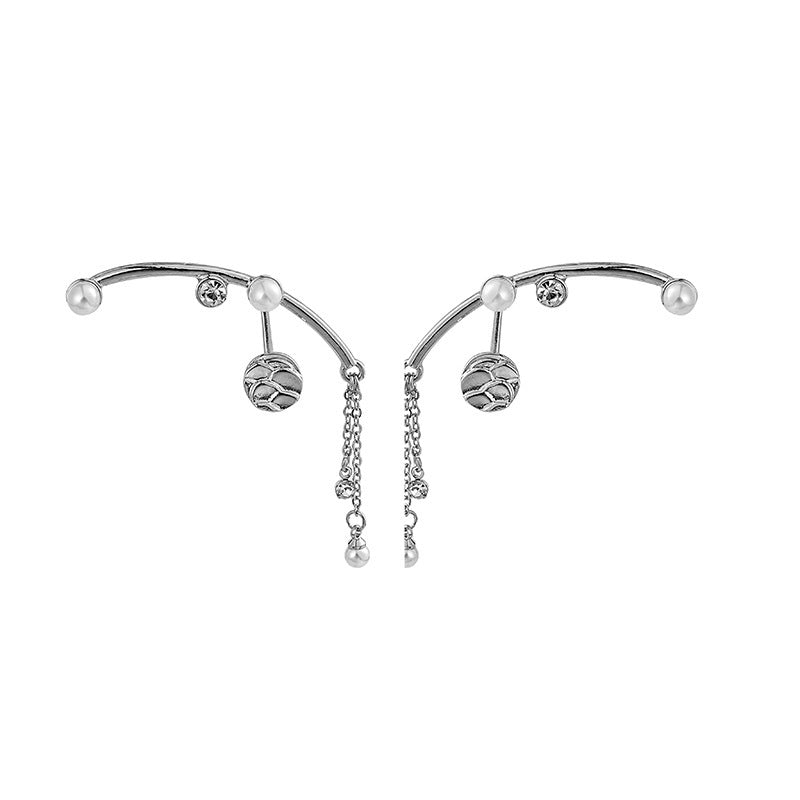 For New Style Chain Earrings In Silver Alloy With Rhinestones, Featuring 304 Stainless Steel Ear Pins
