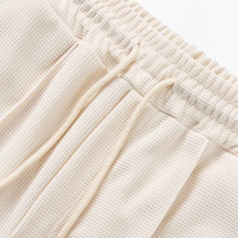 Men's Casual Solid Color White Polyester Shorts Co-ord Set With Pocket, Perfect For Casual Wear