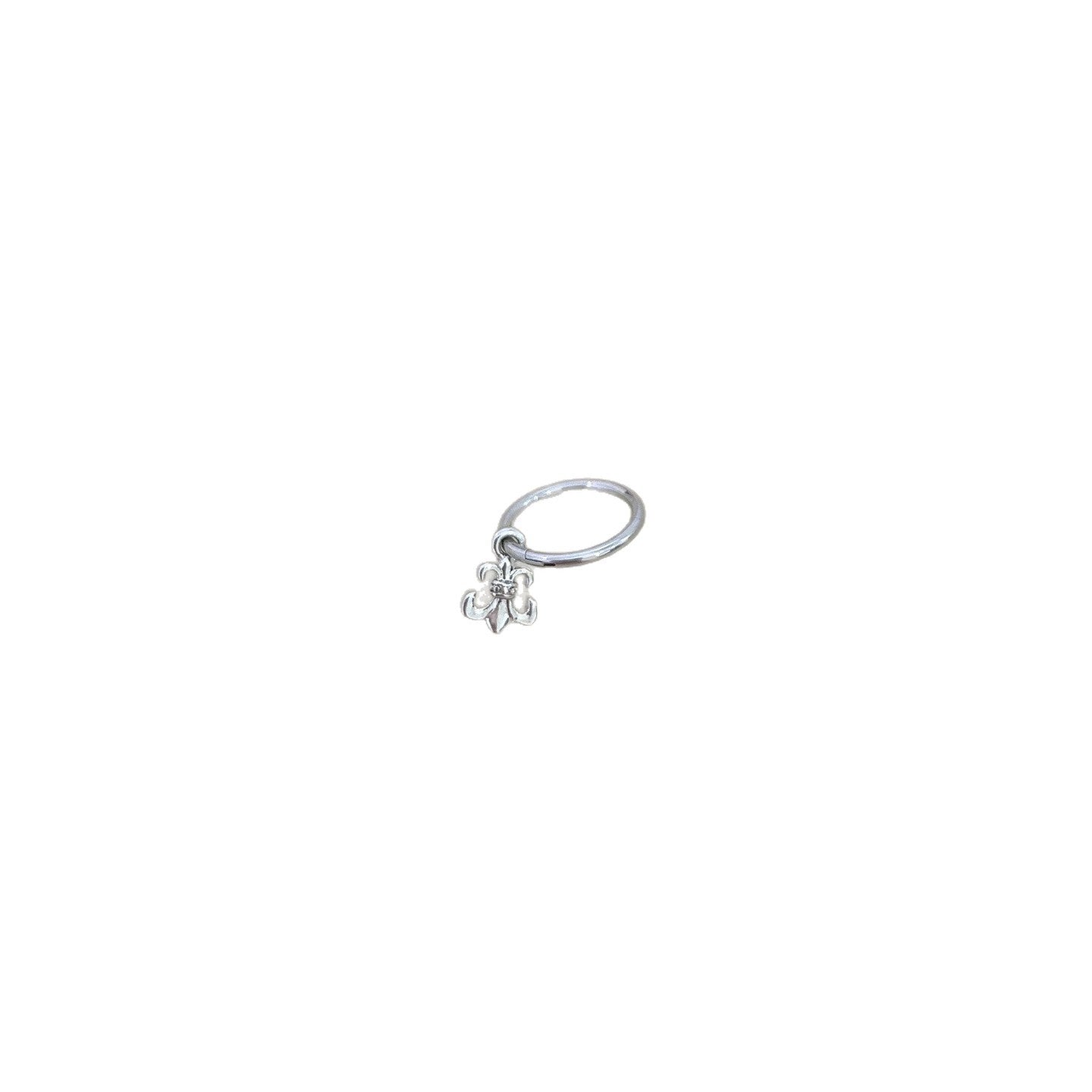 Flowers Hoop Earrings In Titanium Steel With Real Gold Plated Finish, Platinum Color, Unisex Design