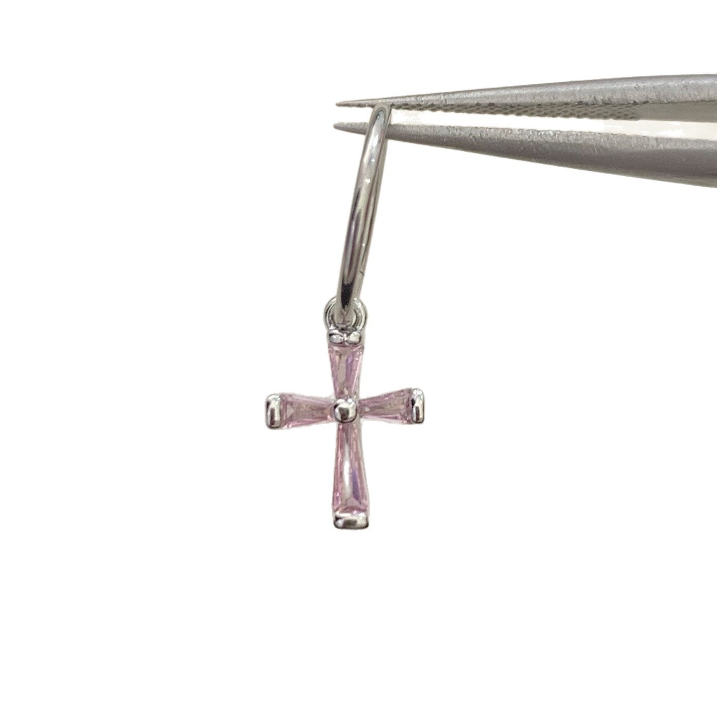 Cross Hoop Earrings With Titanium Steel Posts Featuring Zircon Inlay In Simple Style For Unisex