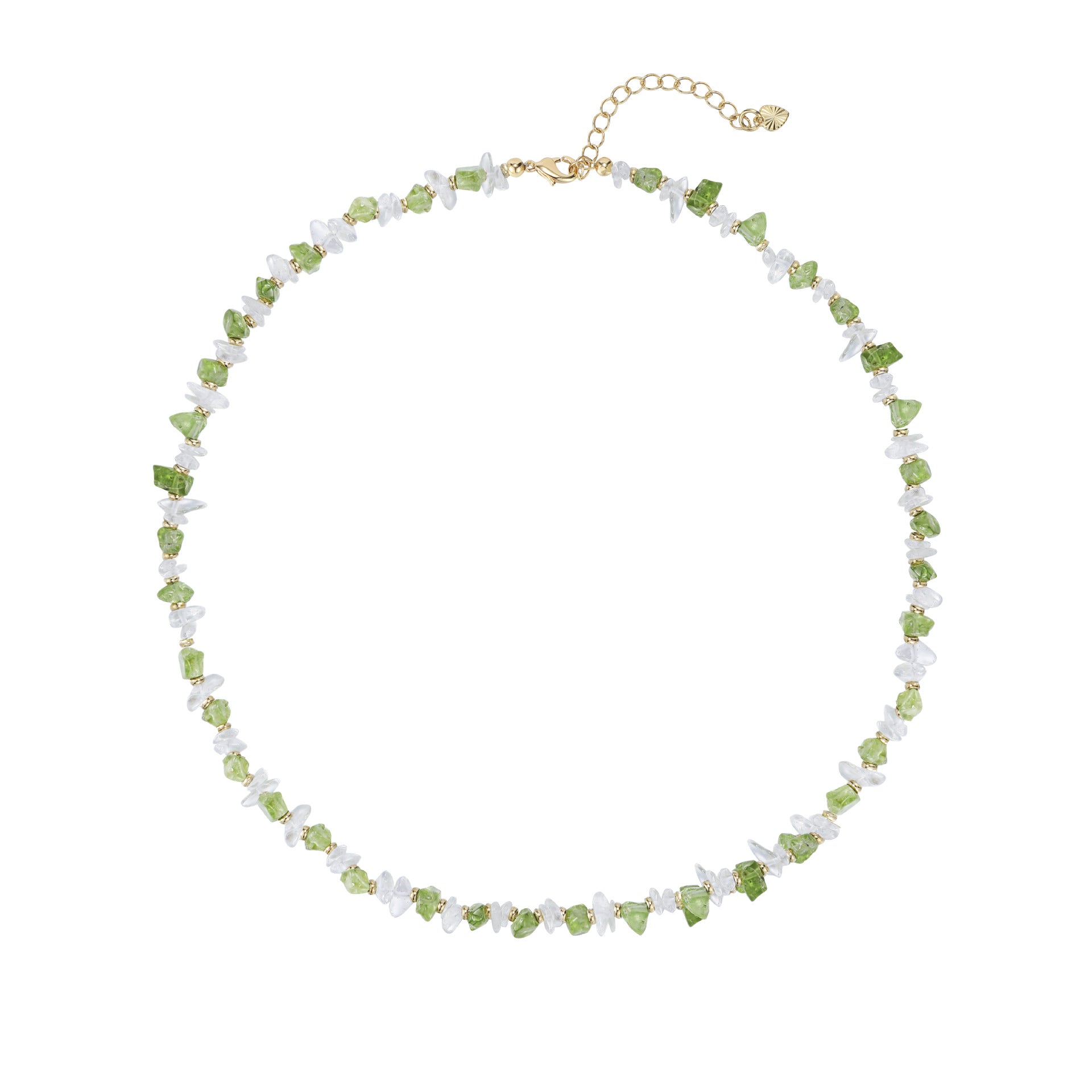 Elegant Olive Green Crystal Necklace For Women With White Crystal Inlay And Alloy Beading Craft