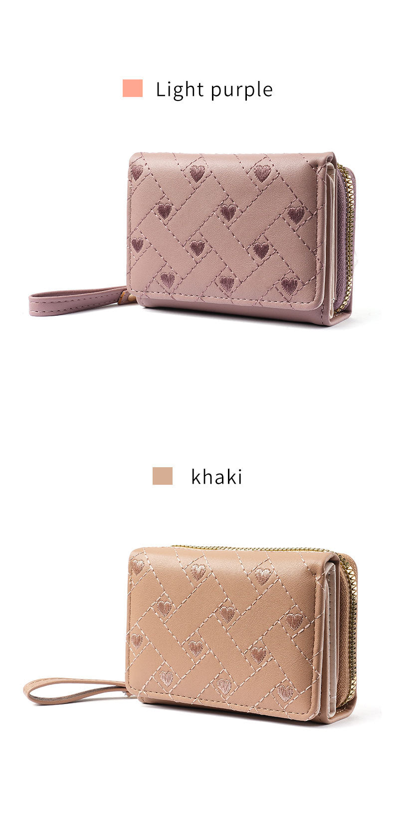 Heart Shape Women’s Card Holder In Pu Leather Featuring Embroidery Detail