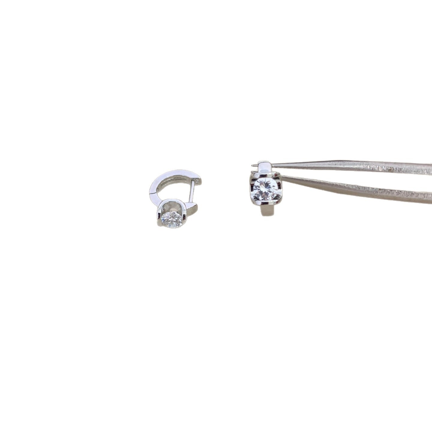Geometric Novelty Unisex Earrings With 316L Stainless Steel Posts, Electroplated Titanium Steel And Zircon Inlay