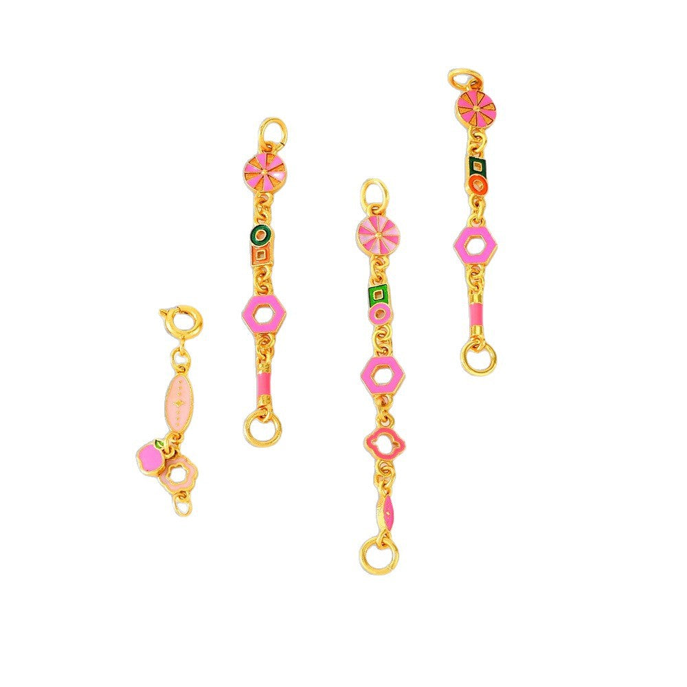Heart Shape Copper Chain With Enamel Craft, 1 Piece, Sweet Style Available In Multicolor Jewelry Accessories