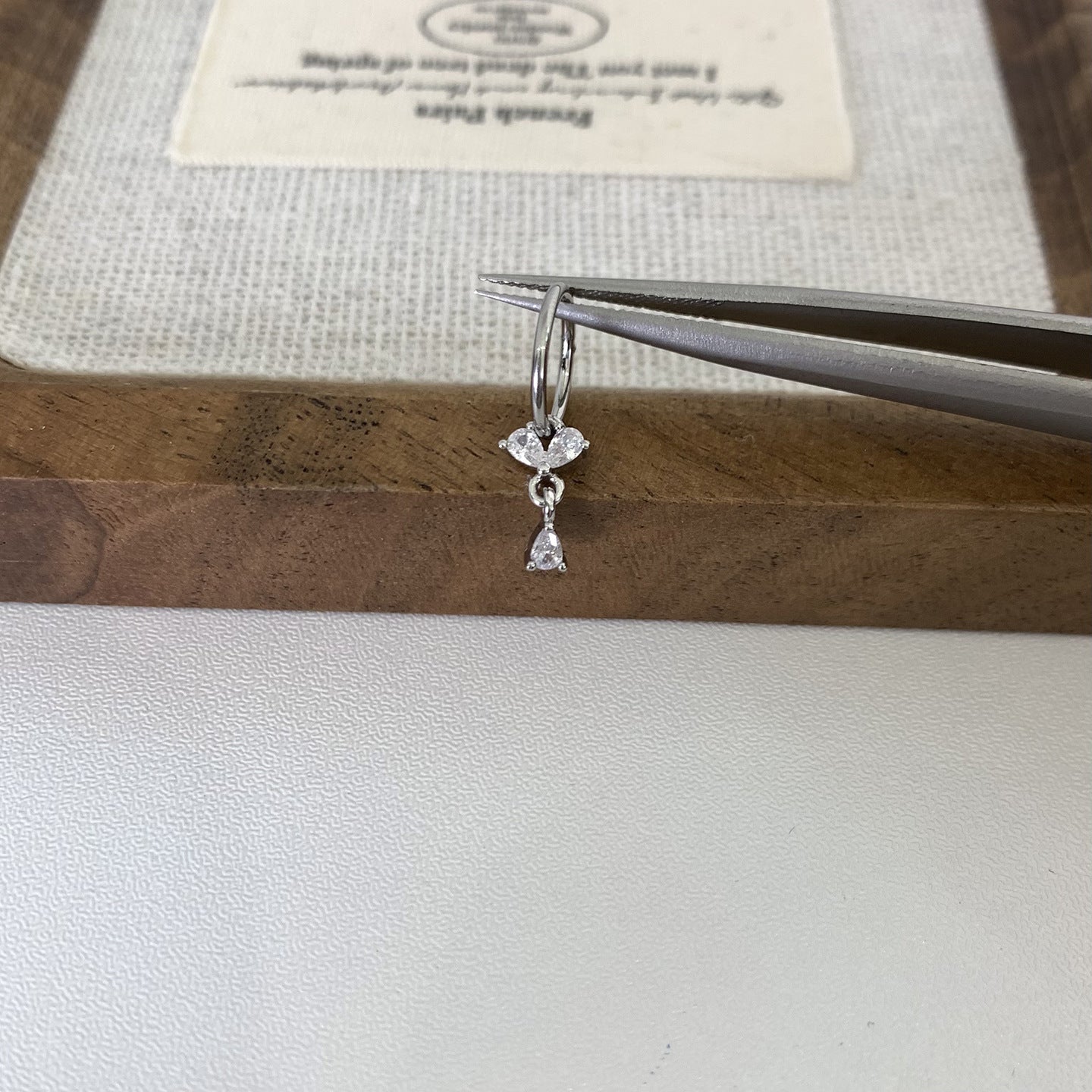 Heart Shape Hoop Earrings In Titanium Steel With Platinum Plated Finish And Zircon Inlay, 316L Stainless Steel Posts Unisex