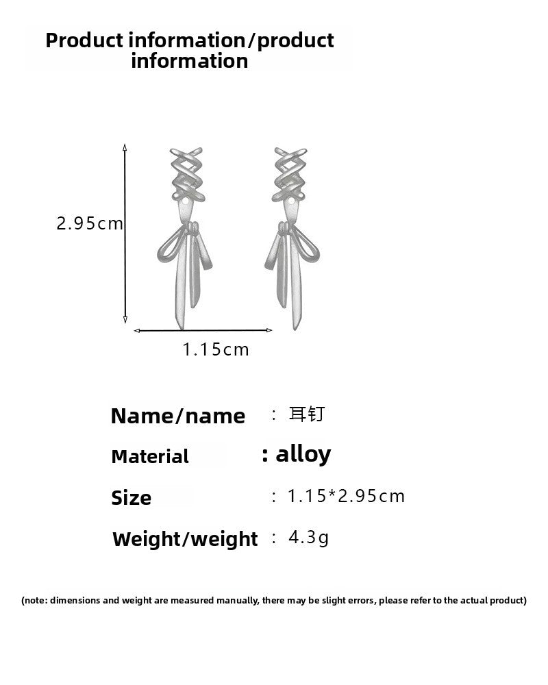 Bow Tie Drop Earrings For Women In New Style With 925 Sterling Silver Studs And Electroplated Zinc Alloy