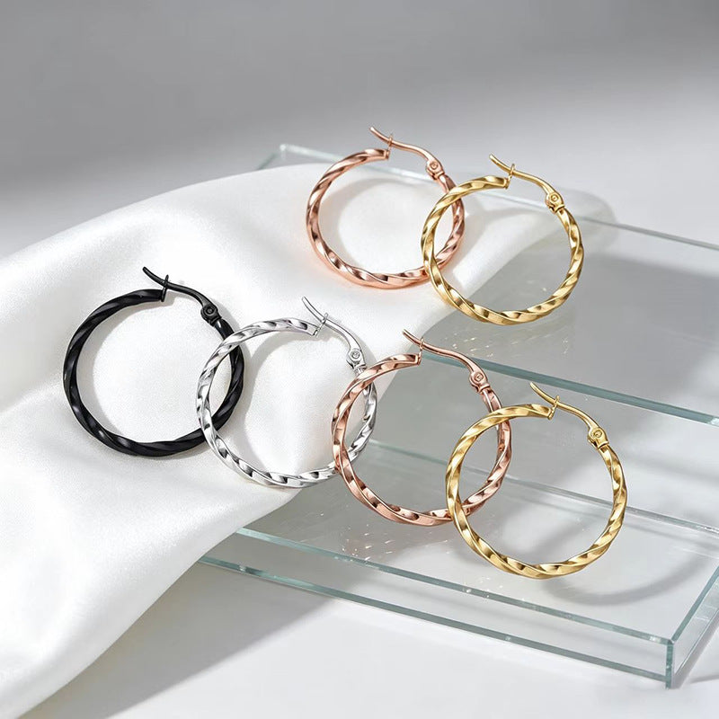 Exaggerated Circle Large Earrings For Unisex In Steel Color Featuring 304 Stainless Steel Ear Pins
