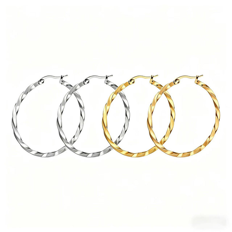 Exaggerated Circle Large Earrings For Unisex In Steel Color Featuring 304 Stainless Steel Ear Pins