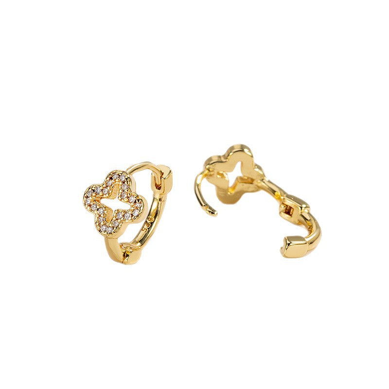 Lucky Heart Earrings For Women In Silver, Electroplated Copper With Zircon Inlay