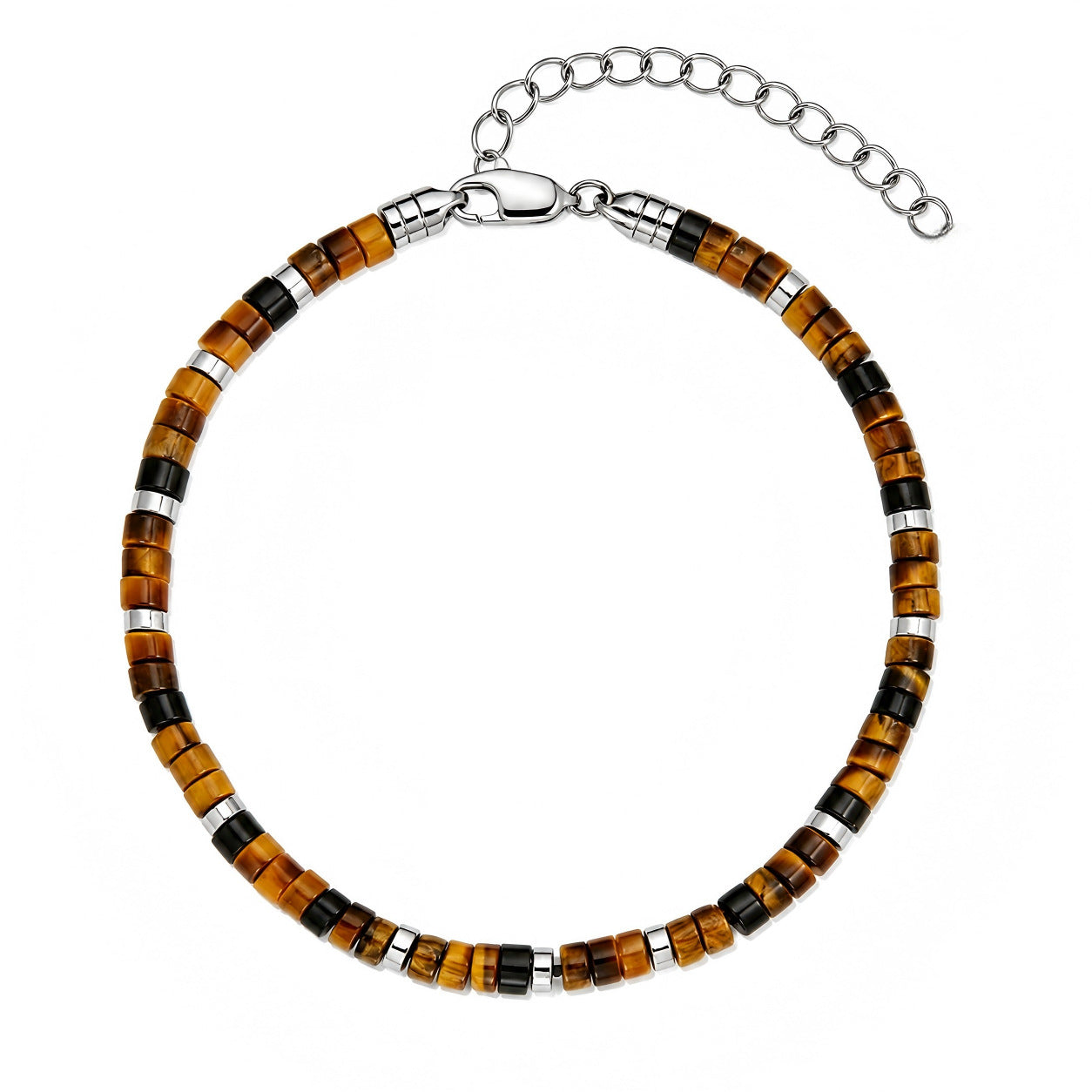 Handmade Geometric Natural Stone Bracelet For Women In Dyed Black Featuring Simple Style Design