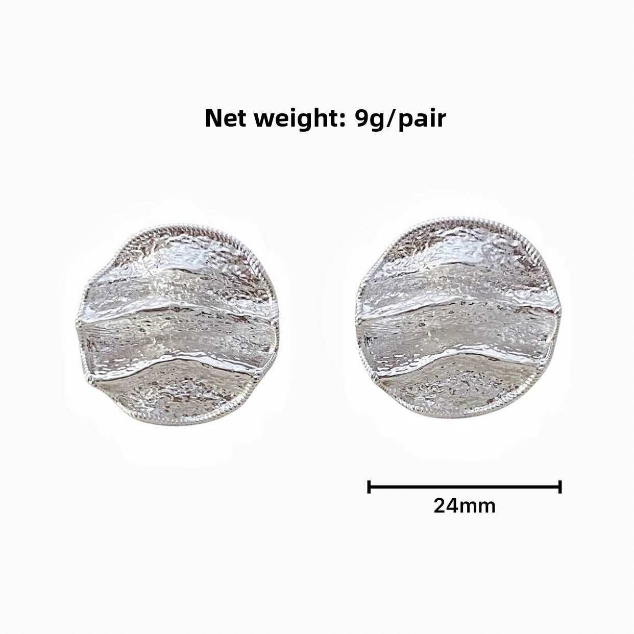 Folds Copper Stud Earrings With Real Gold Plated Finish, Exaggerated Style For Women