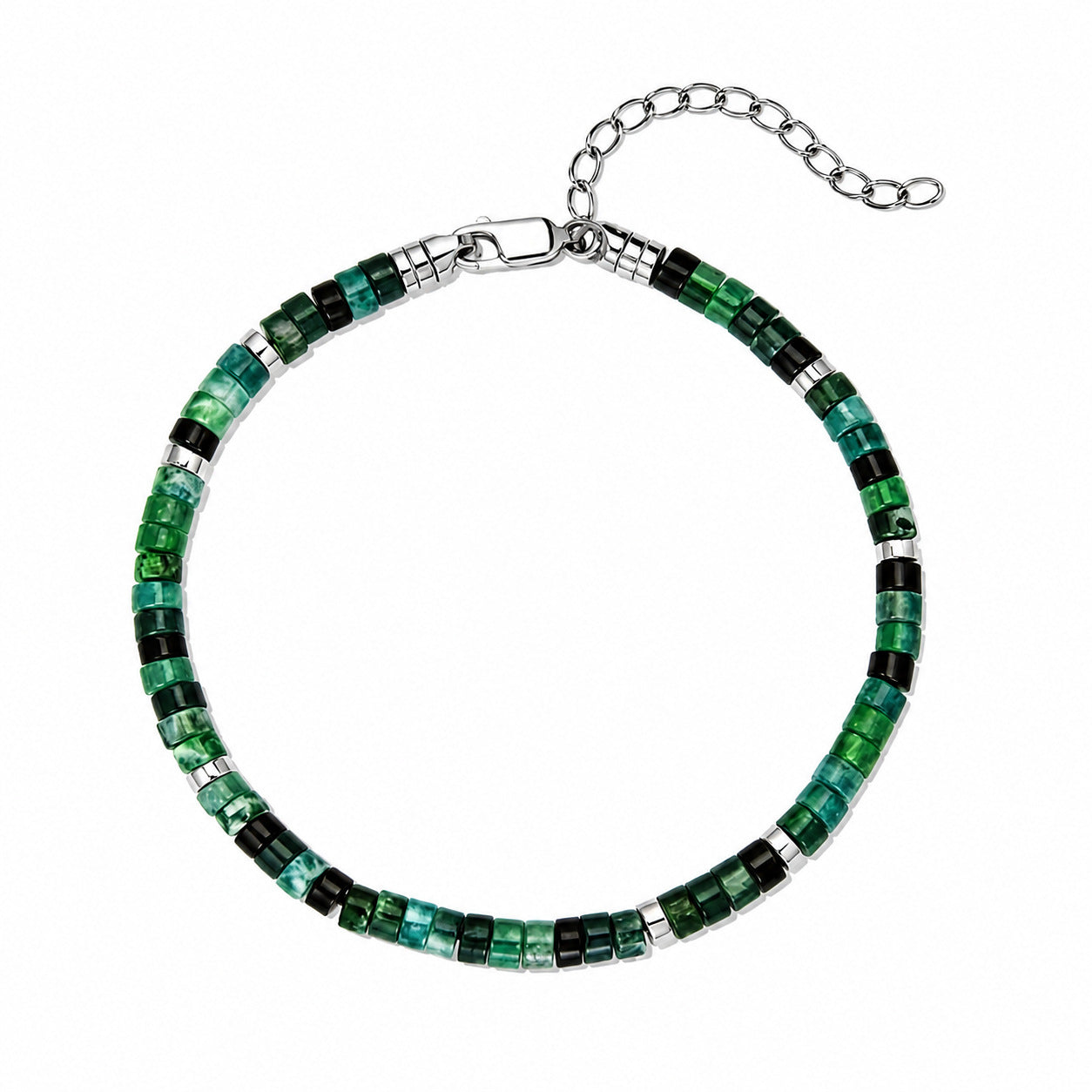 Handmade Geometric Natural Stone Bracelet For Women In Dyed Black Featuring Simple Style Design