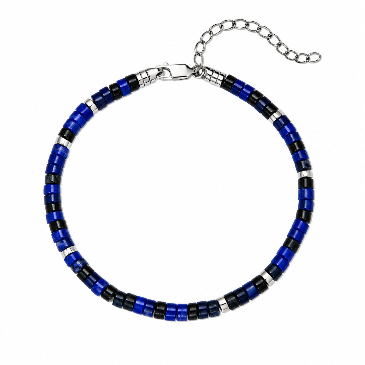 Handmade Geometric Natural Stone Bracelet For Women In Dyed Black Featuring Simple Style Design