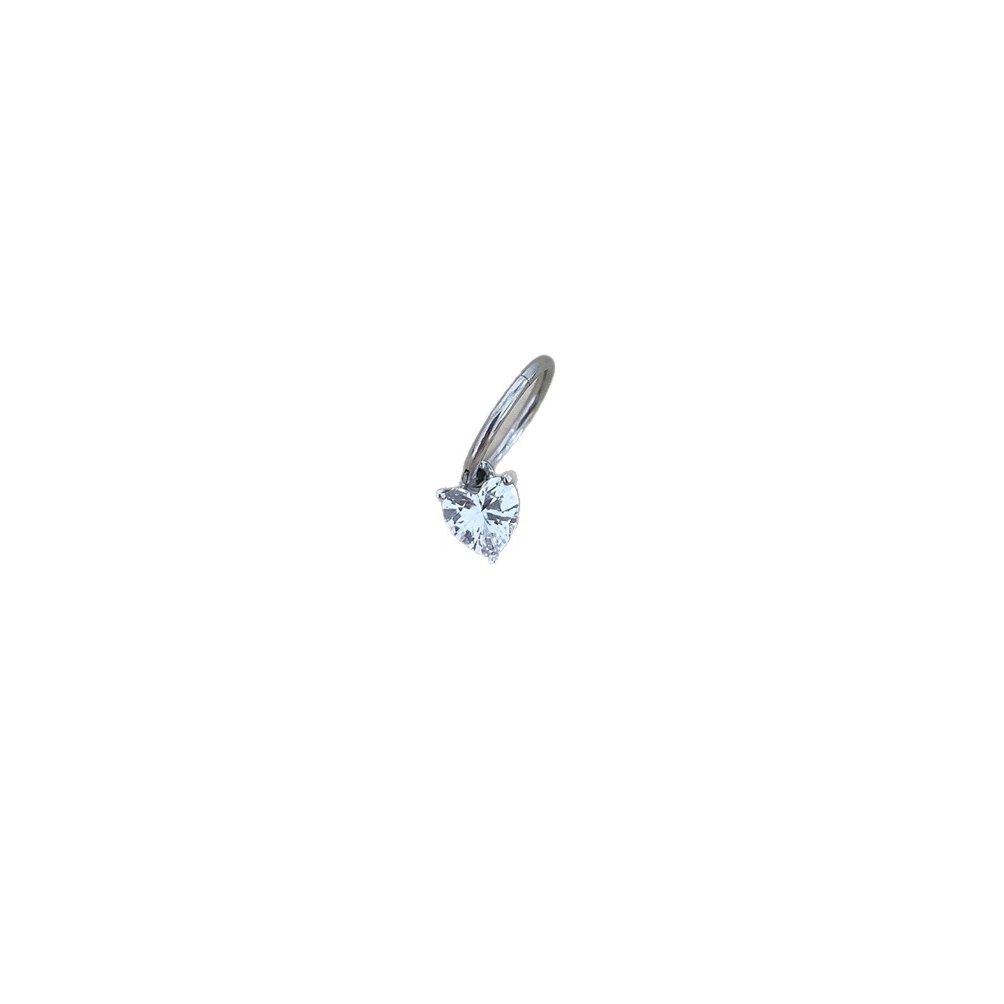 Heart Shape Titanium Steel Earrings With Zircon Inlay, Simple Style Unisex Design, 1 PCS Package