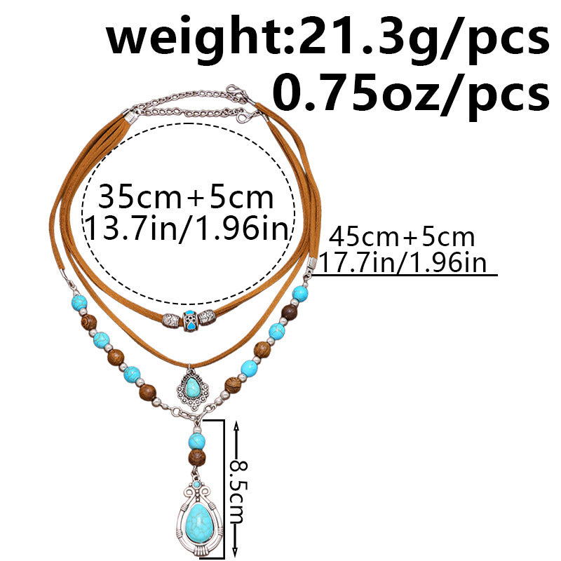 Ethnic Style Layered Beaded Chain Necklace For Women Featuring Alloy Craft And Bead Inlay