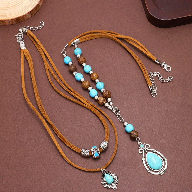 Ethnic Style Layered Beaded Chain Necklace For Women Featuring Alloy Craft And Bead Inlay