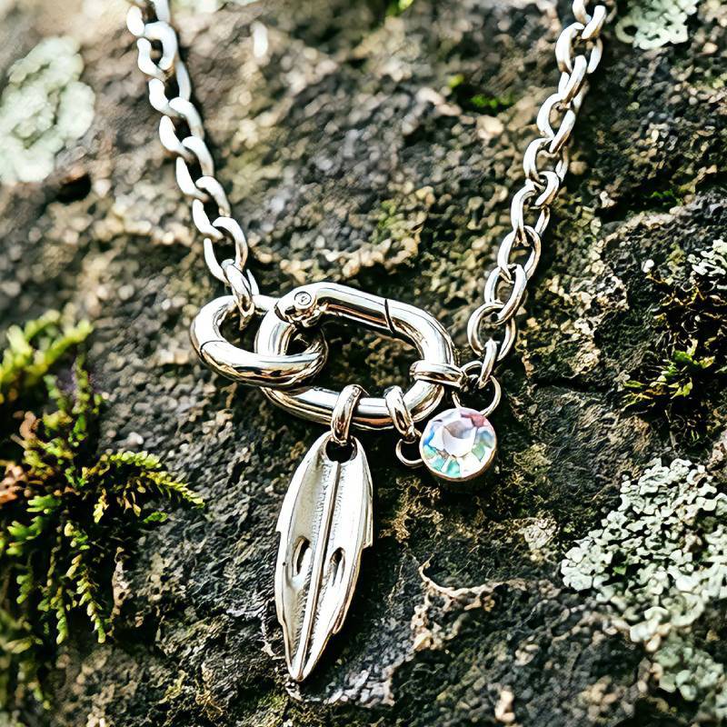 Bohemian Leaves Necklace For Women In Electroplated 304 Stainless Steel With Zircon Inlay