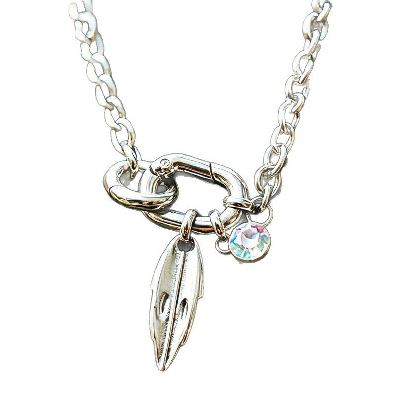 Bohemian Leaves Necklace For Women In Electroplated 304 Stainless Steel With Zircon Inlay