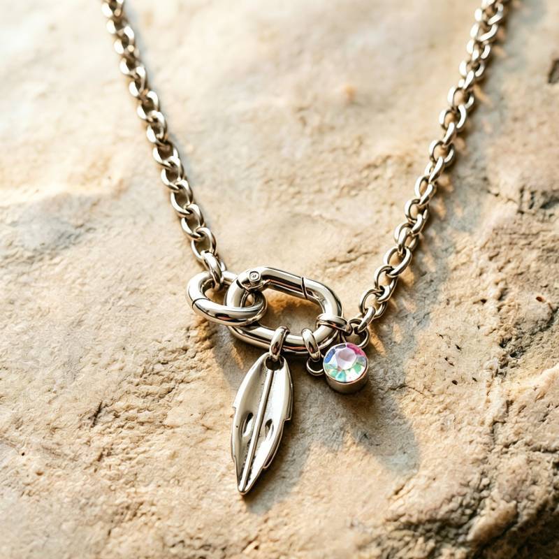 Bohemian Leaves Necklace For Women In Electroplated 304 Stainless Steel With Zircon Inlay