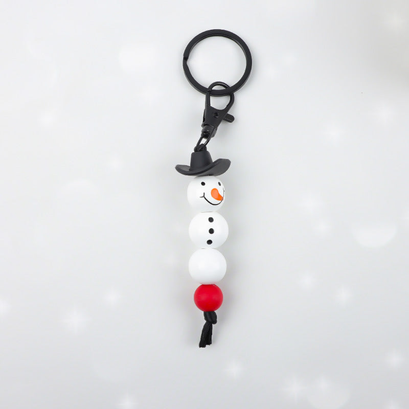 Christmas Snowman Key Chain With Silica Gel Bag Charm Accessory For Festive Decoration