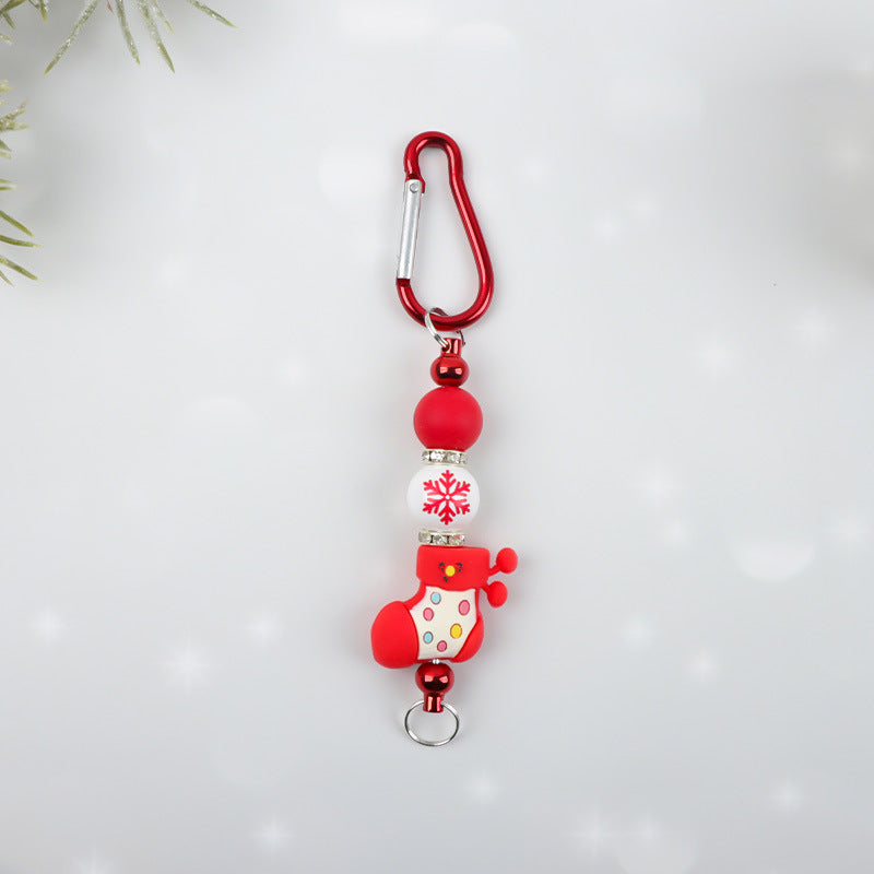 Christmas Snowman Key Chain With Silica Gel Bag Charm Accessory For Festive Decoration