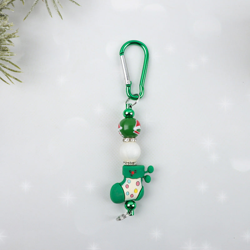 Christmas Snowman Key Chain With Silica Gel Bag Charm Accessory For Festive Decoration