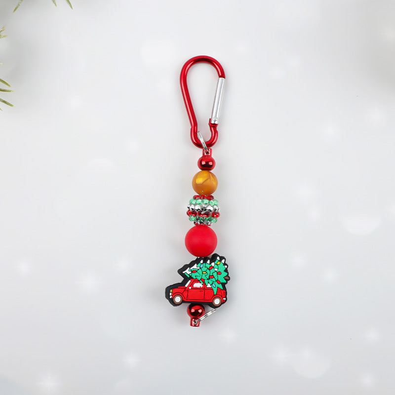 Christmas Snowman Key Chain With Silica Gel Bag Charm Accessory For Festive Decoration