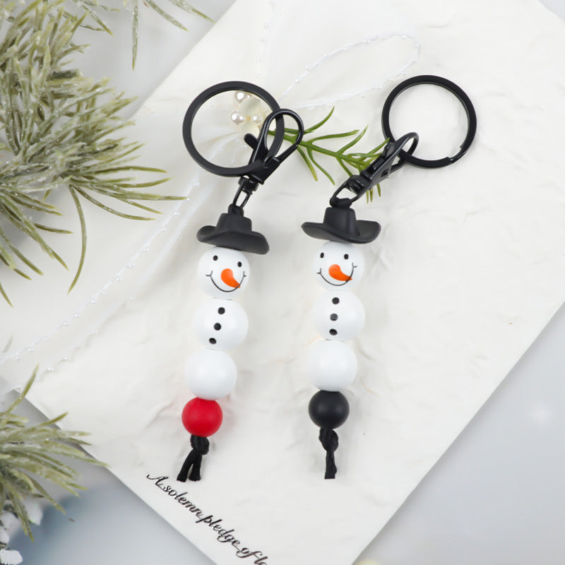 Christmas Snowman Key Chain With Silica Gel Bag Charm Accessory For Festive Decoration