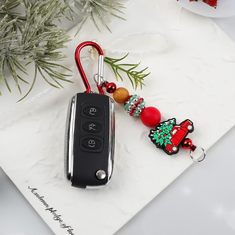 Christmas Snowman Key Chain With Silica Gel Bag Charm Accessory For Festive Decoration
