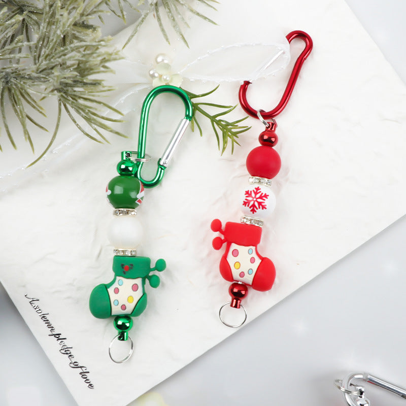 Christmas Snowman Key Chain With Silica Gel Bag Charm Accessory For Festive Decoration
