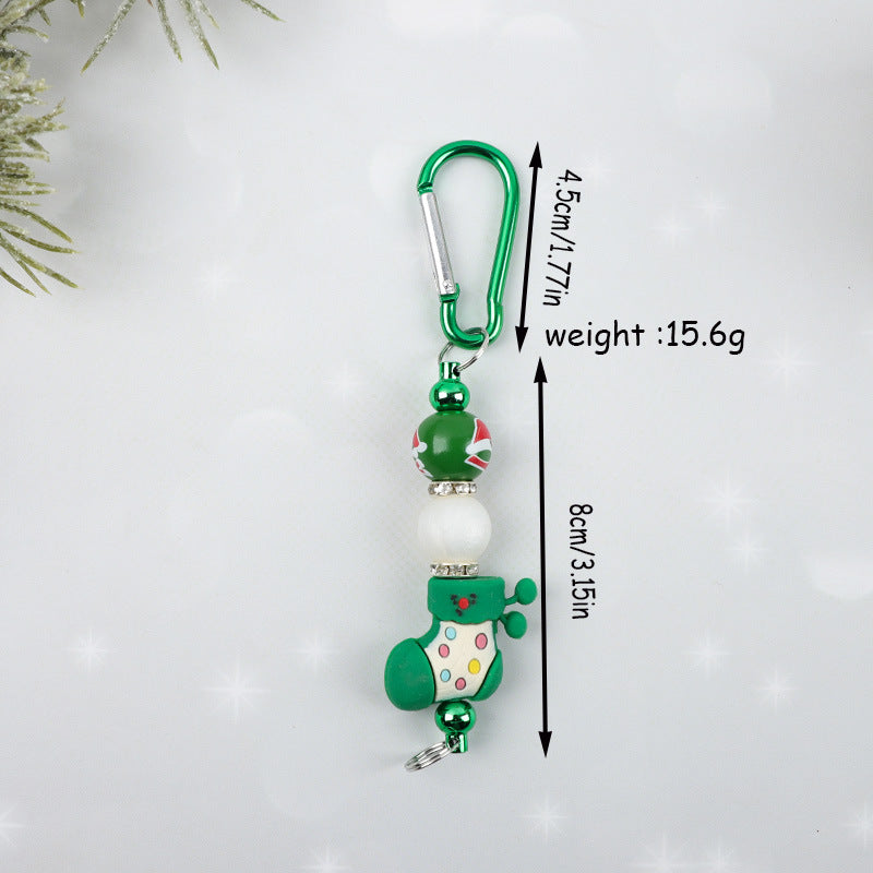 Christmas Snowman Key Chain With Silica Gel Bag Charm Accessory For Festive Decoration