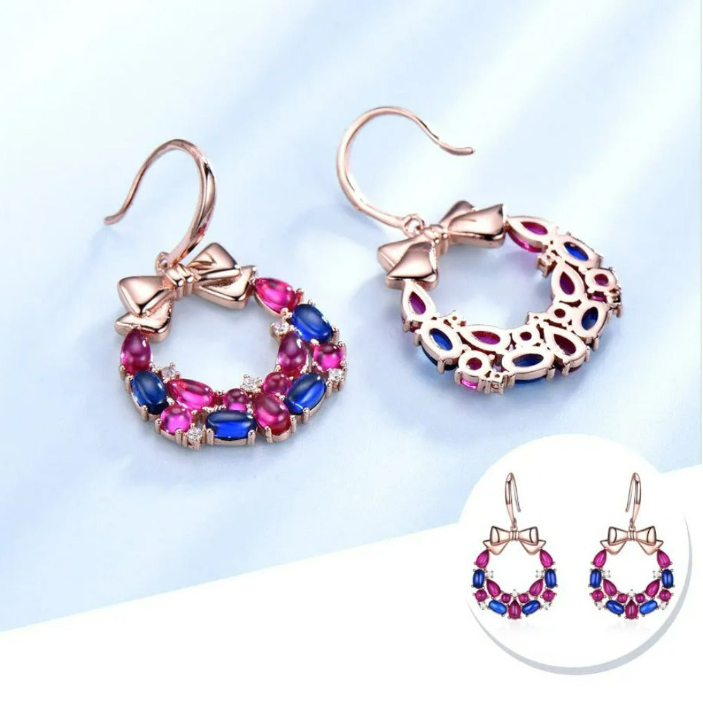 Bow Tie Earrings For Unisex Featuring 925 Sterling Silver Ear Pins With Sweet Style And Zircon Inlay