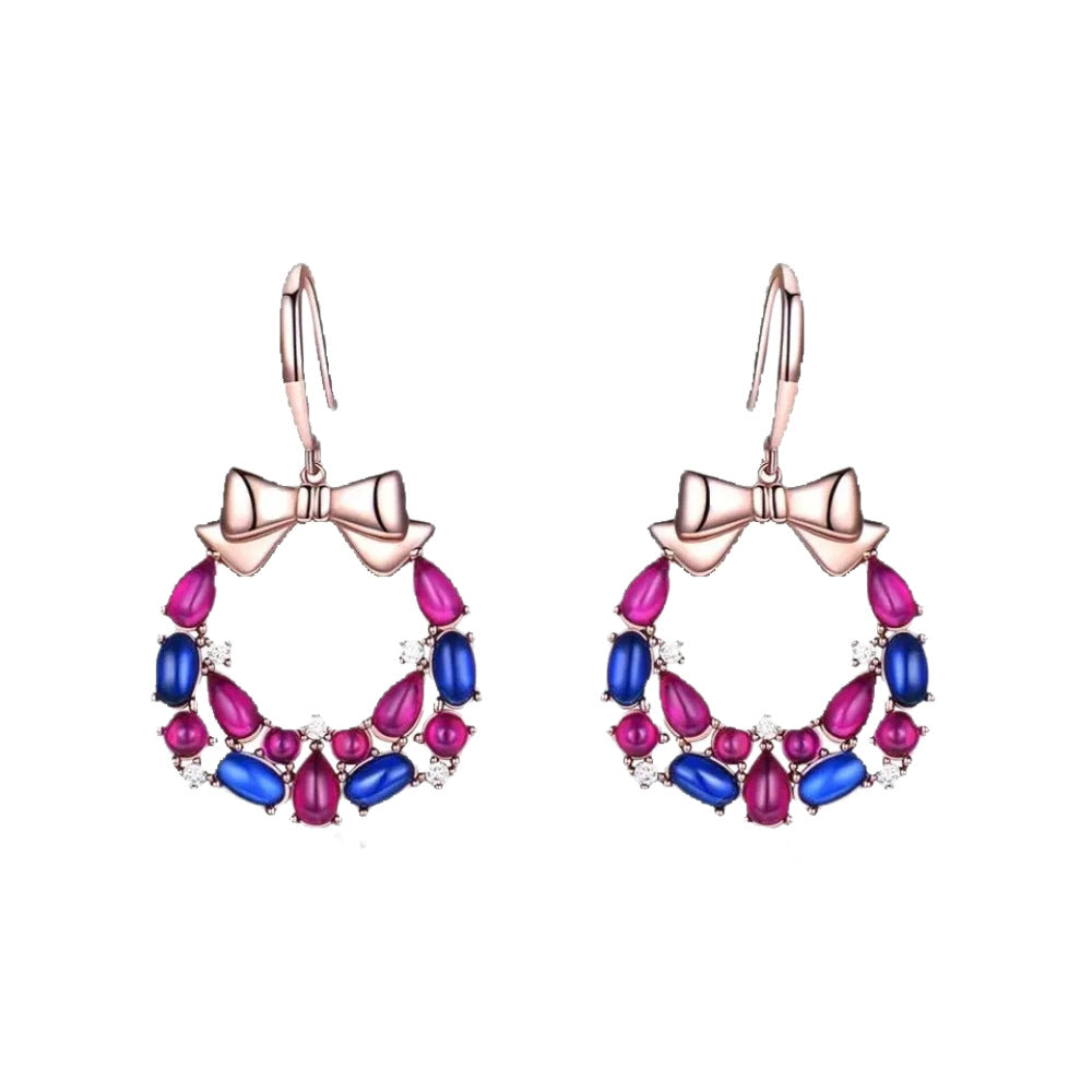 Bow Tie Earrings For Unisex Featuring 925 Sterling Silver Ear Pins With Sweet Style And Zircon Inlay