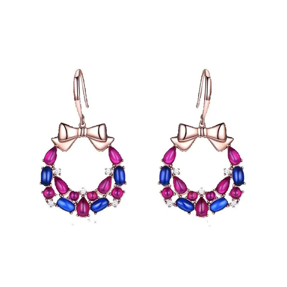 Bow Tie Earrings For Unisex Featuring 925 Sterling Silver Ear Pins With Sweet Style And Zircon Inlay