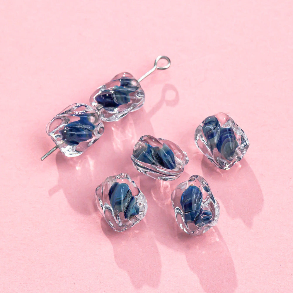 Handmade Glass Beads With Glass Bead Inlay For DIY Jewelry Making