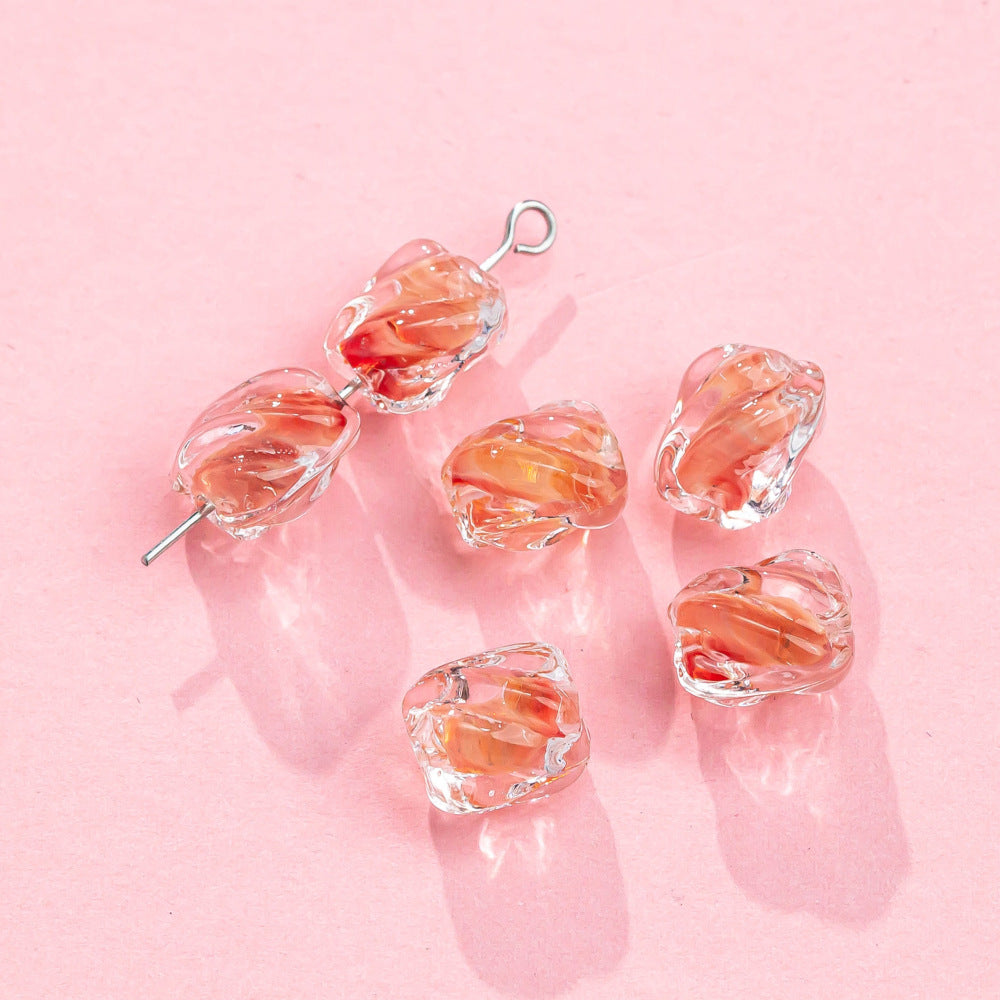 Handmade Glass Beads With Glass Bead Inlay For DIY Jewelry Making