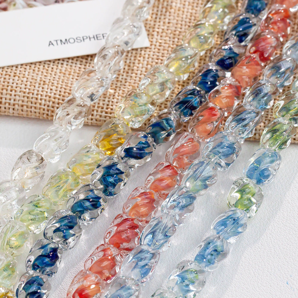 Handmade Glass Beads With Glass Bead Inlay For DIY Jewelry Making