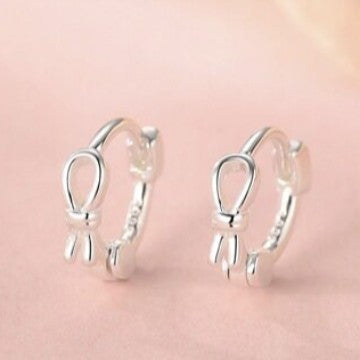 Bow Tie Earrings For Women In Simple Style, Copper Ear Pins With Silver Plated Electroplated Finish
