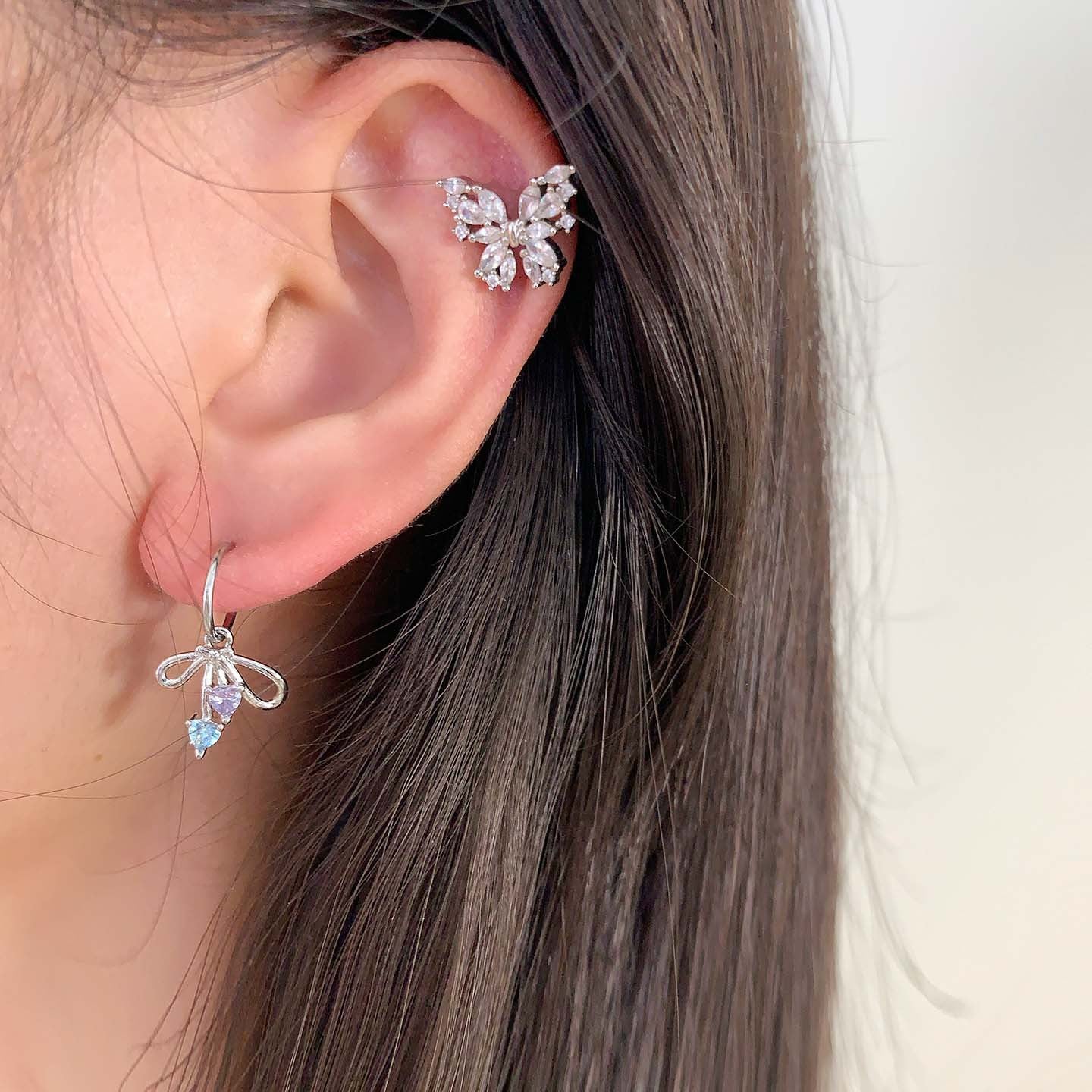 Bow Tie Hoop Earrings In Titanium Steel With 316L Stainless Steel Posts, Unisex Design, Available In Rose Red