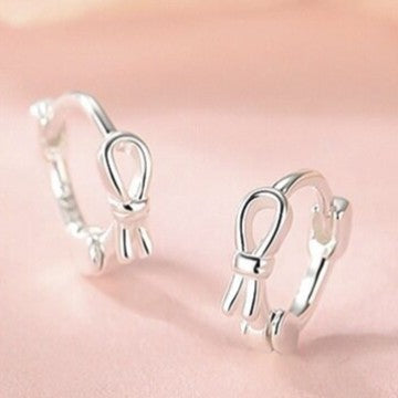 Bow Tie Earrings For Women In Simple Style, Copper Ear Pins With Silver Plated Electroplated Finish