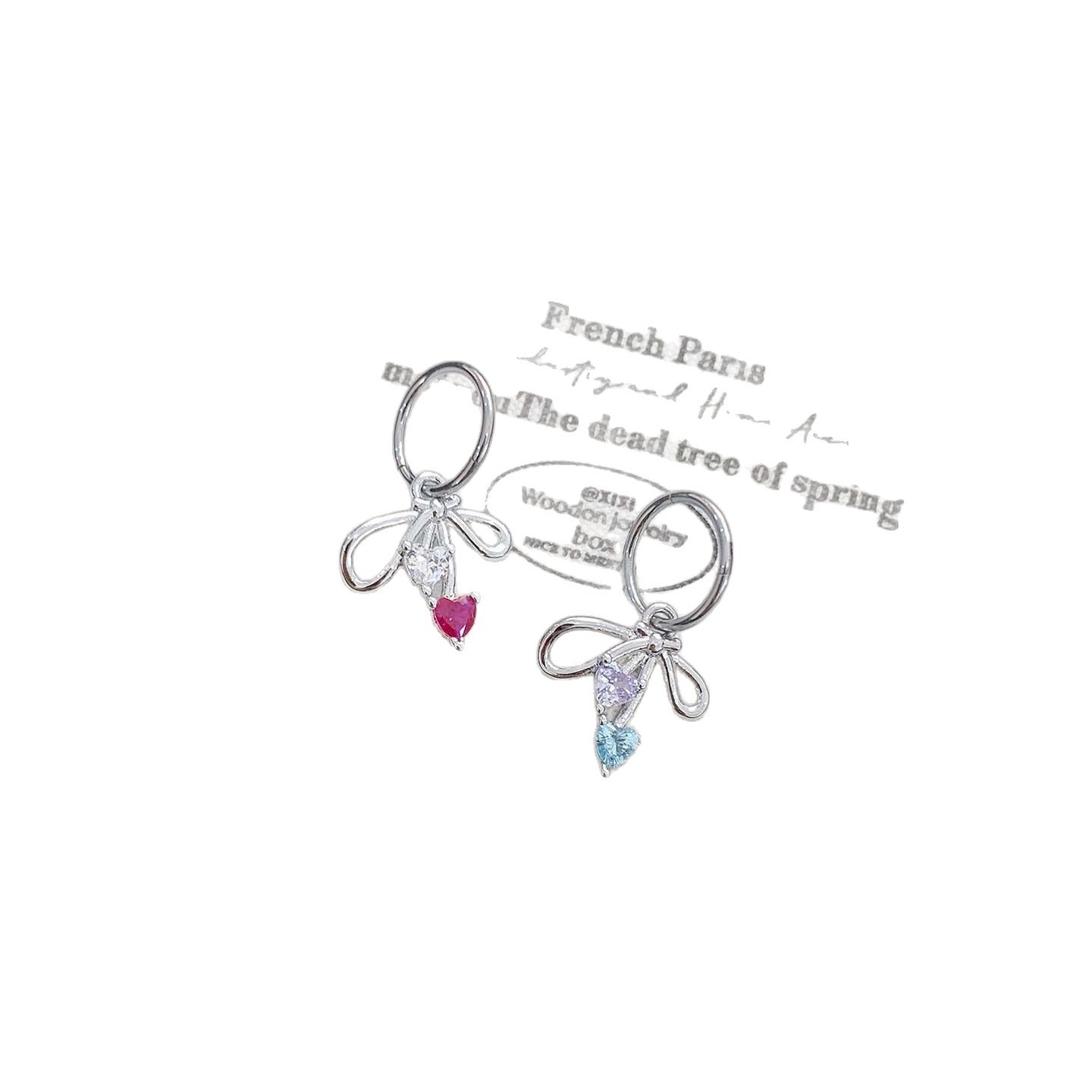Bow Tie Hoop Earrings In Titanium Steel With 316L Stainless Steel Posts, Unisex Design, Available In Rose Red