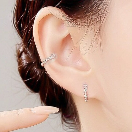 Bow Tie Earrings For Women In Simple Style, Copper Ear Pins With Silver Plated Electroplated Finish