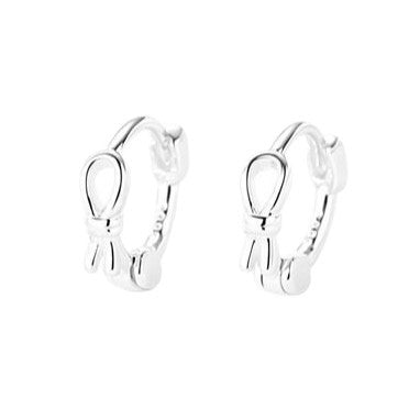 Bow Tie Earrings For Women In Simple Style, Copper Ear Pins With Silver Plated Electroplated Finish