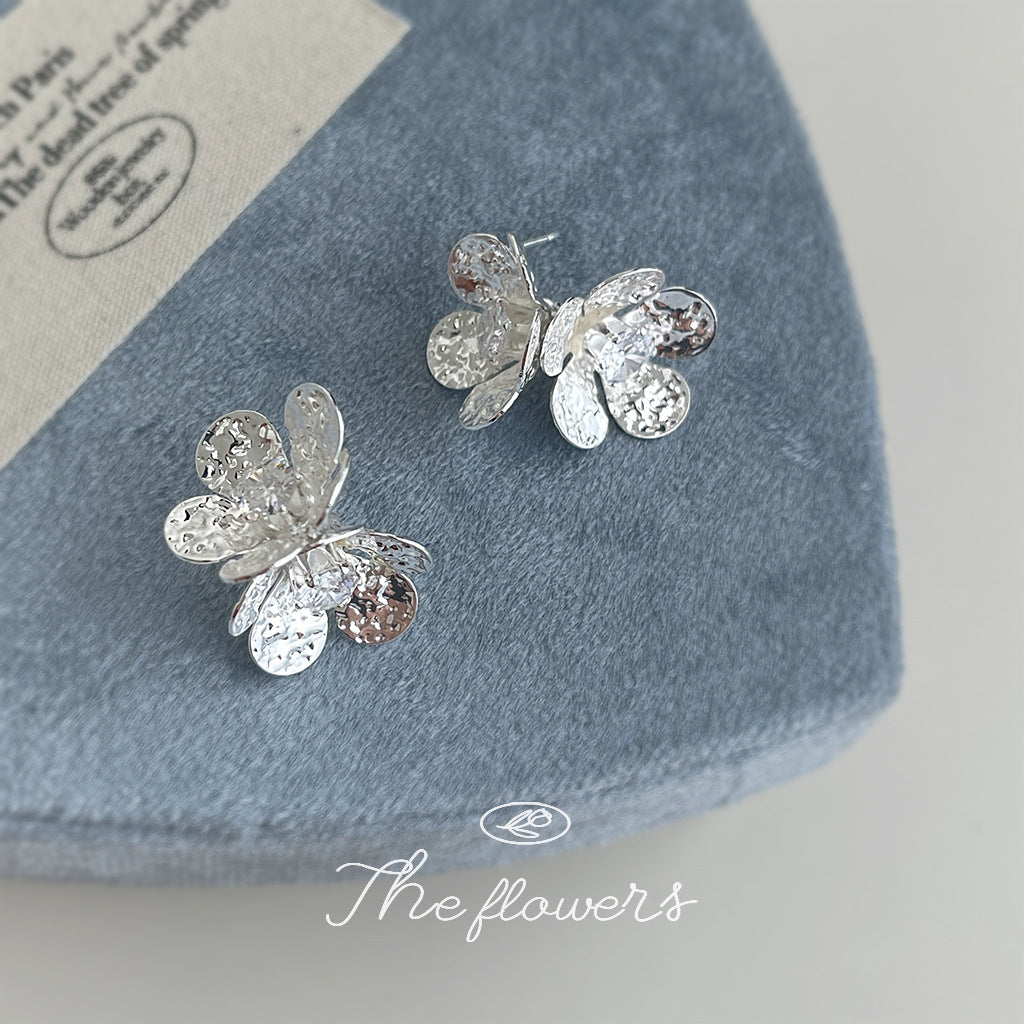 Flowers Earrings For Women Featuring Copper Ear Pins With Zircon Inlay