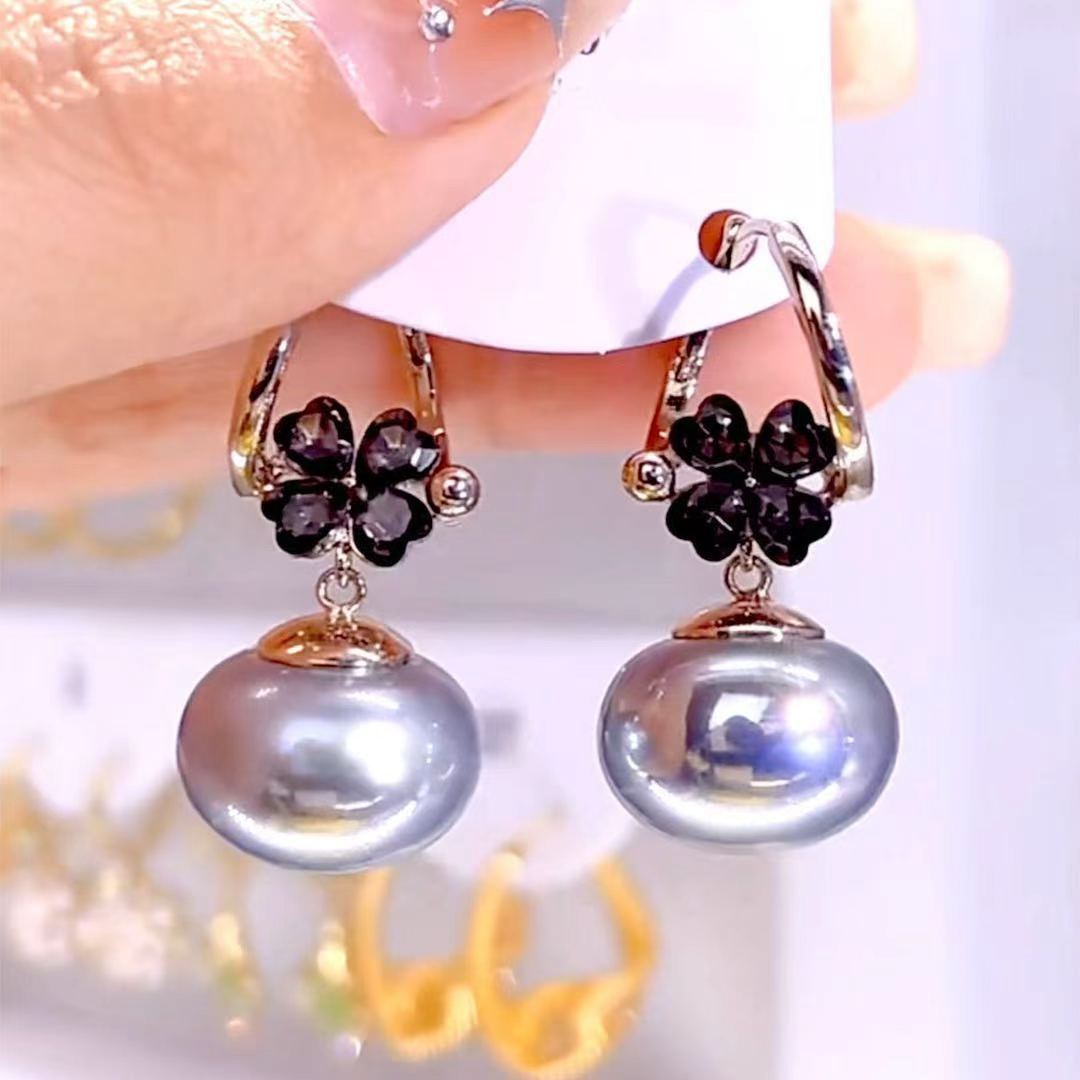 Grey Flowers Earrings For Women Featuring Electroplated Finish And Zinc Alloy Ear Pins