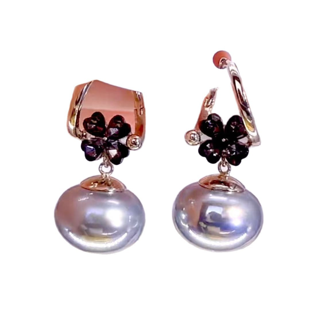 Grey Flowers Earrings For Women Featuring Electroplated Finish And Zinc Alloy Ear Pins