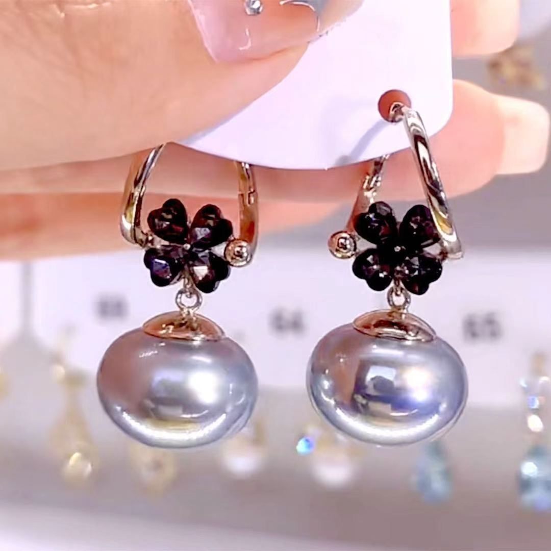 Grey Flowers Earrings For Women Featuring Electroplated Finish And Zinc Alloy Ear Pins