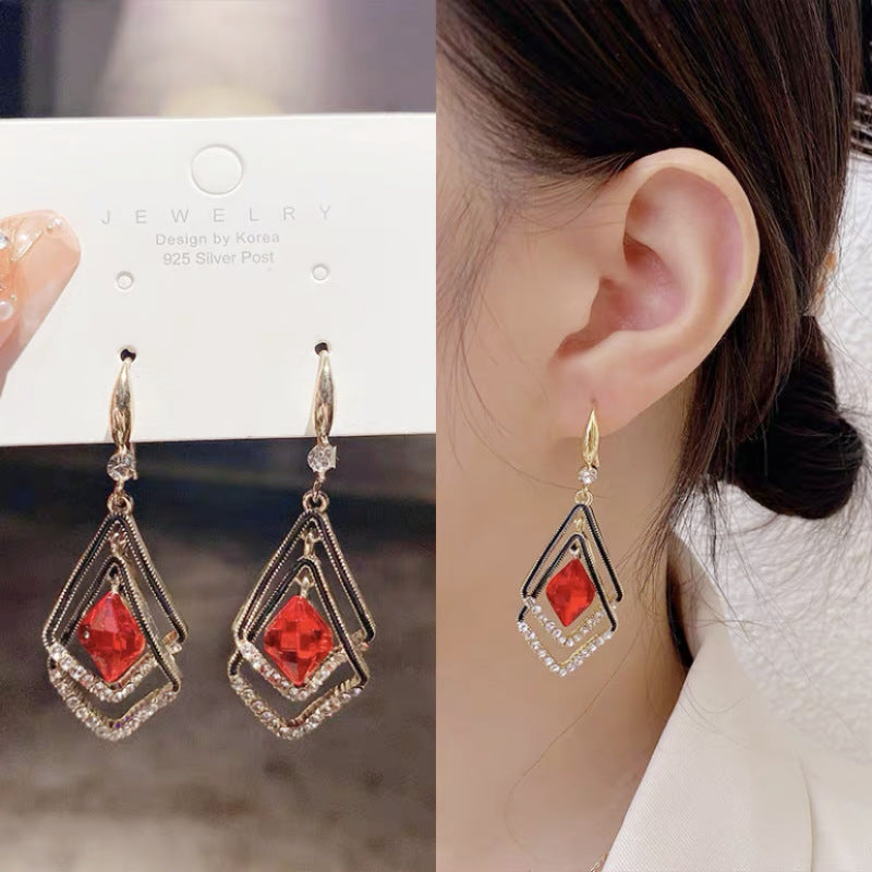 Geometric Blue Earrings For Women Featuring Zinc Alloy And Copper Ear Pins In Sweet Style